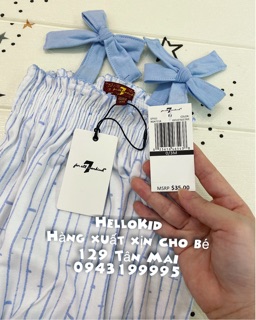 Romper kẻ 2 dây nơ