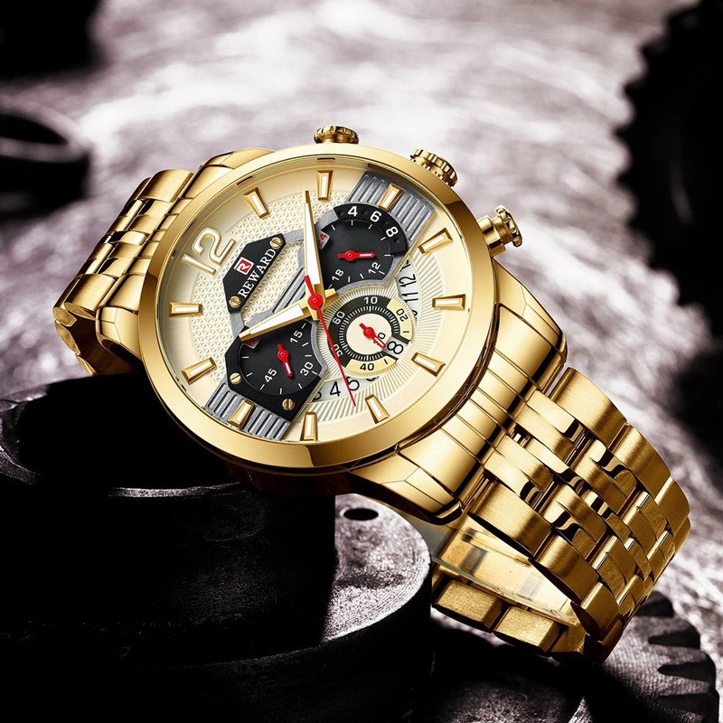 Đồng Hồ Quartz Chronograph Chống Thấm Nước Chất Liệu Thép Không Gỉ 81013 Thời Trang Cho Nam