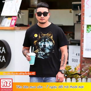 Áo thun nam in hình chó sói 3d thái lan - bigsize 5XL 6XL 7XL M2990