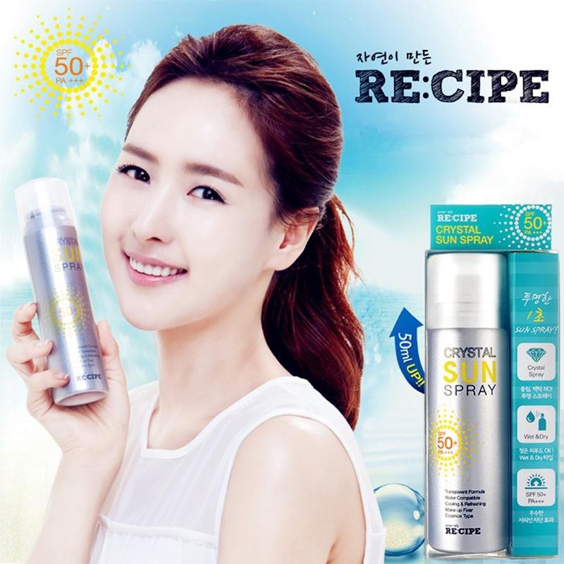 Xịt chống nắng Hàn Quốc [ RECIPE CRYSTAL SUN SPRAY SPF 50 + PA+++ ] 150ml