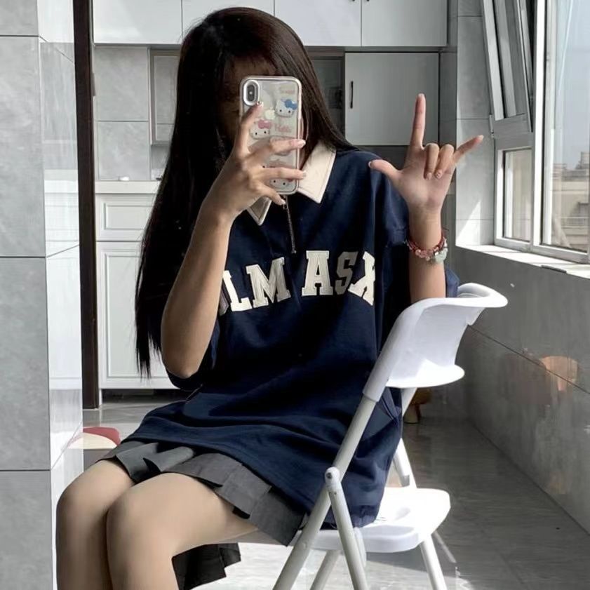 Áo polo Ngắn Tay Form Rộng Phong Cách Hàn Quốc Dành Cho Nữ