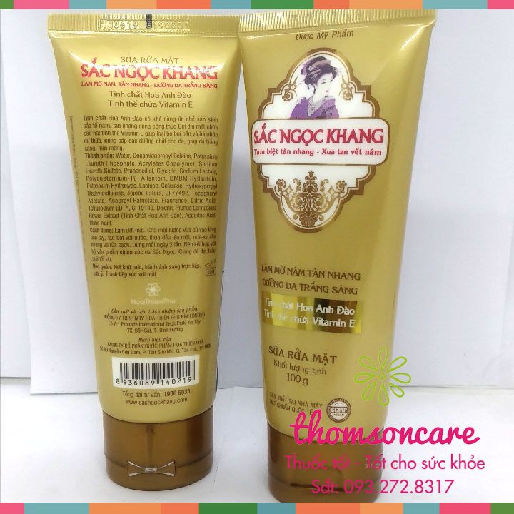 Sữa rửa mặt Sắc Ngọc Khang 50ml và 100ml - chăm sóc da, srm giảm nám, tàn nhang của Hoa Thiên Phú | BigBuy360 - bigbuy360.vn