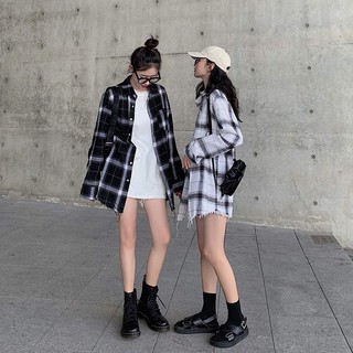 ÁO SƠ MI KẺ RÁCH GẤU (UNISEX)