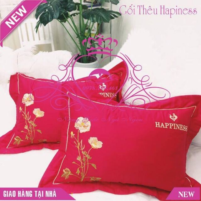 Vỏ gối Happiness (có video hình tiếp)