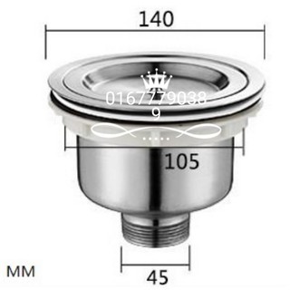 bộ xả bồn rửa chén loại lớn đường kính 140mm