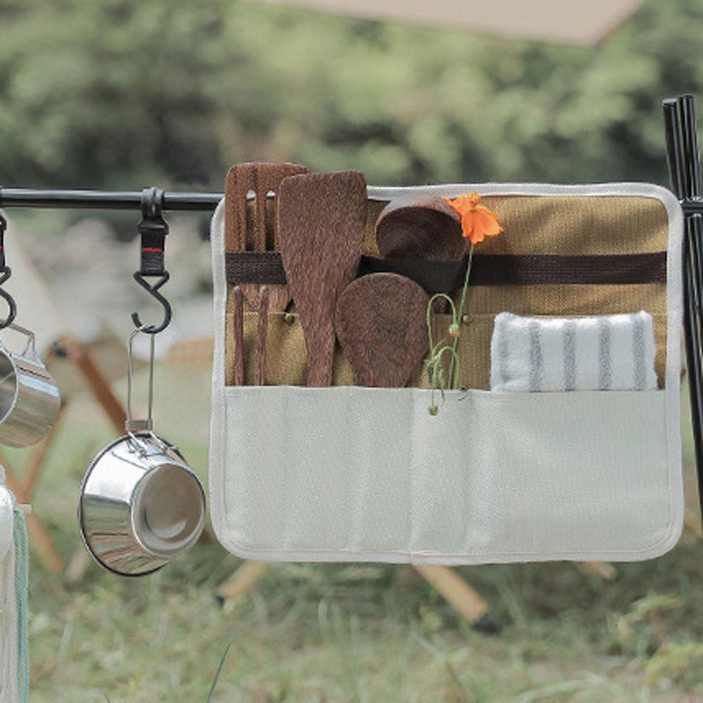 Túi Cuộn Đựng Dụng Cụ Ăn Uống Bằng Vải Bạt Di Động Đa Ứng Dụng