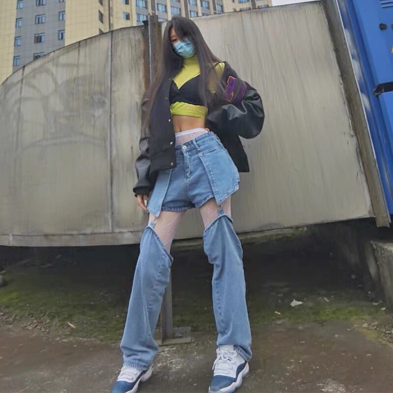 Quần jeans ulzzang sexy phá cách ROSES LISA BLACKPINK 2021 KÈM 3 ẢNH THẬT CUÔI