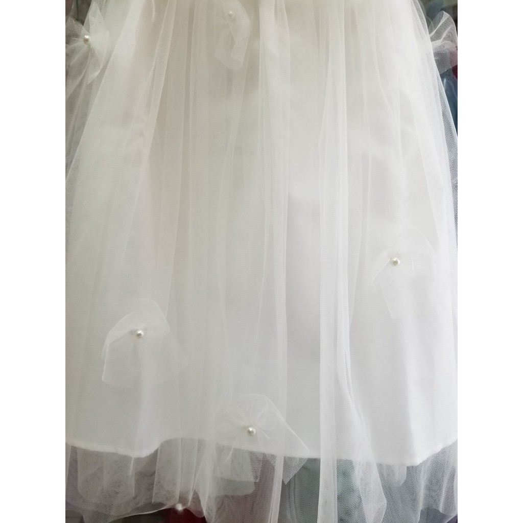 Bộ đầm trắng phong cách hanbook kèm áo khoác ren bé gái