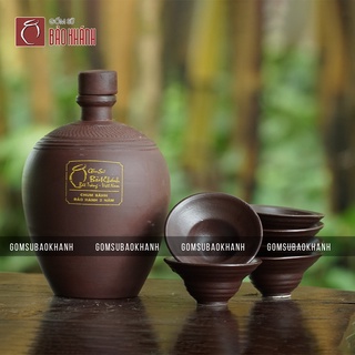 Bộ nậm và chén sành không tráng men