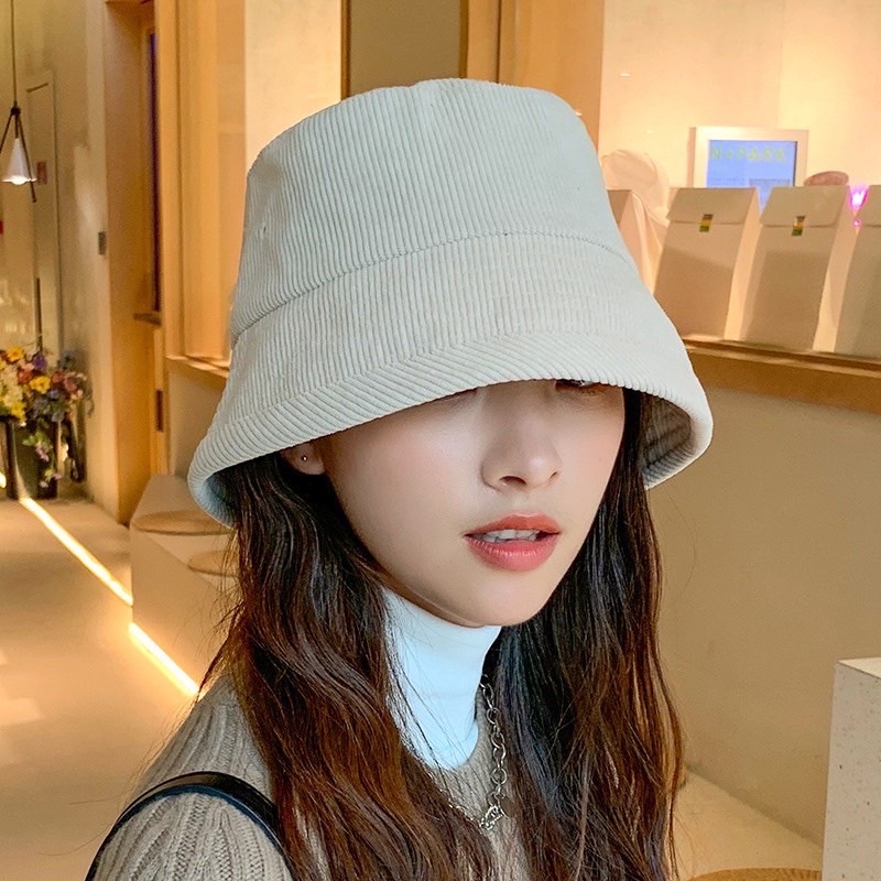 Mũ/ Nón bucket tai bèo vành cụp vải nhung gân, nón tai bèo thời trang hàn quốc nữ cá tính