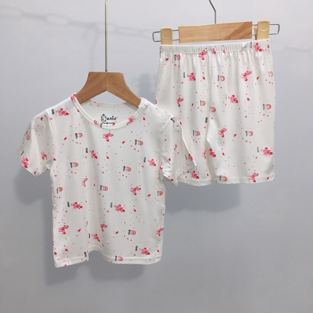 Bộ đồ cộc cài vai in rơi Bexiu Bx - Quần áo trẻ sơ sinh thun cotton lạnh cho bé trai và gái từ 6-19kg