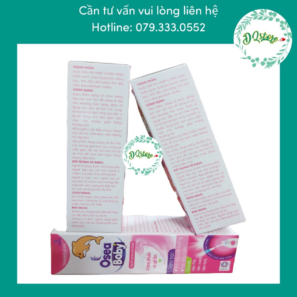 Dung dịch xịt mũi người lớn Osea Extra và trẻ em Osea Baby - Xịt thông mũi giảm nghẹt mũi, vệ sinh, dưỡng ẩm 75ml