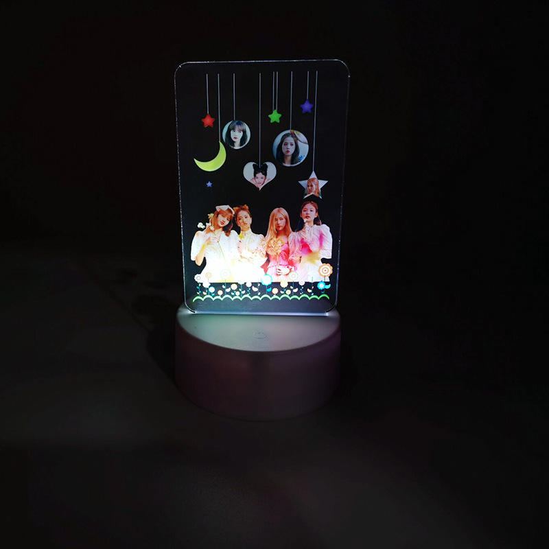 7 màu BlackPink Bảng đèn ảnh USB Bảng acrylic đèn ngủ Đèn bàn LED Trang trí khung ảnh LISA Deng Đèn ngủ Đèn cổ tích