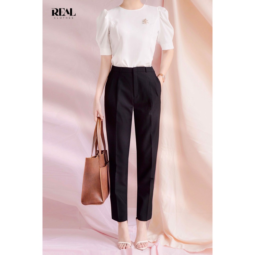 Quần baggy lưng cao màu đen, đủ size, thiết kế cơ bản