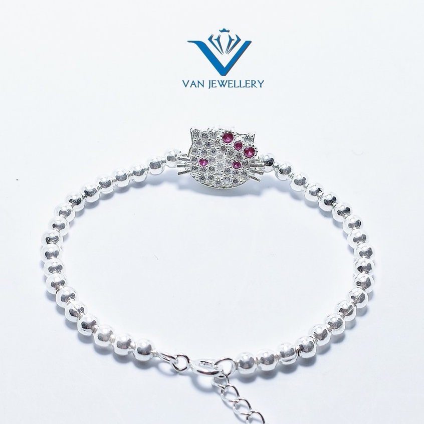 Lắc tay bạc Lắc bi mèo Hello Kitty bạc ta cho bé Van jewelry V10647
