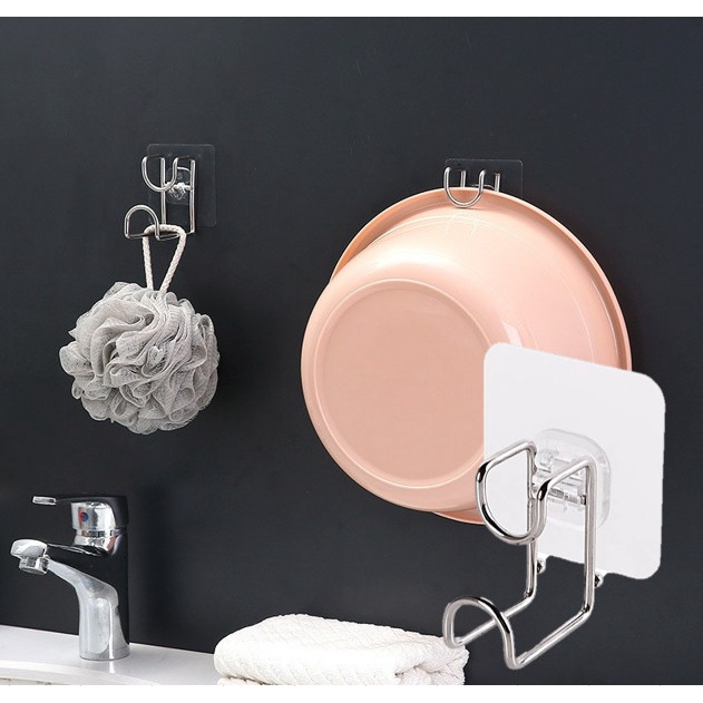 Móc Dán Tường Inox Treo Thau Chậu Nhà Tắm Treo Đồ Dùng Nhà Bếp