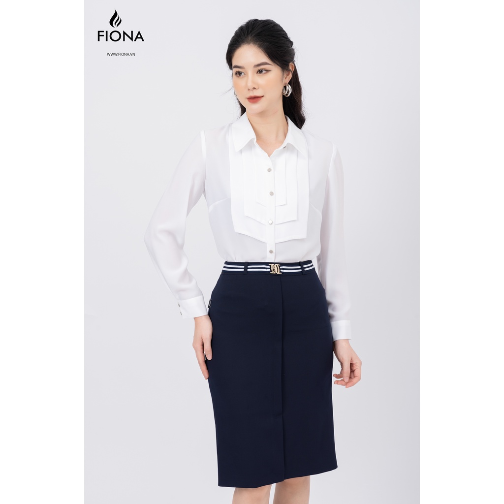 Áo sơ mi nữ dáng suông, sơ mi cổ đức, tay dài, bong ngực cổ đức tay dài FIONA F551024