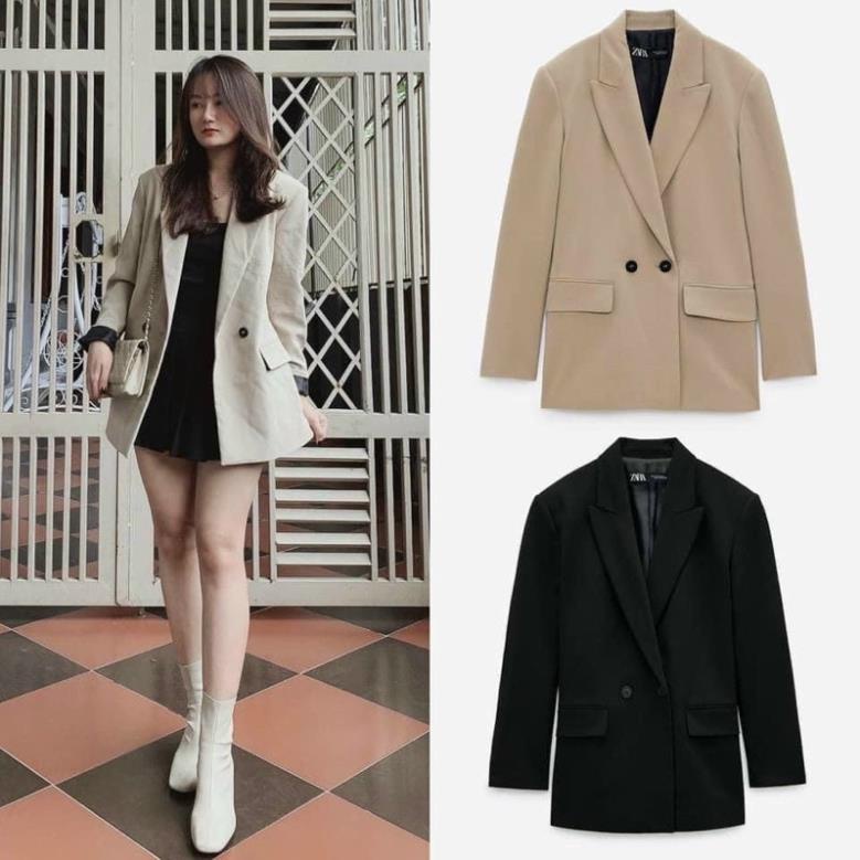 áo khoác nữ blazer 2 màu đen và be | WebRaoVat - webraovat.net.vn