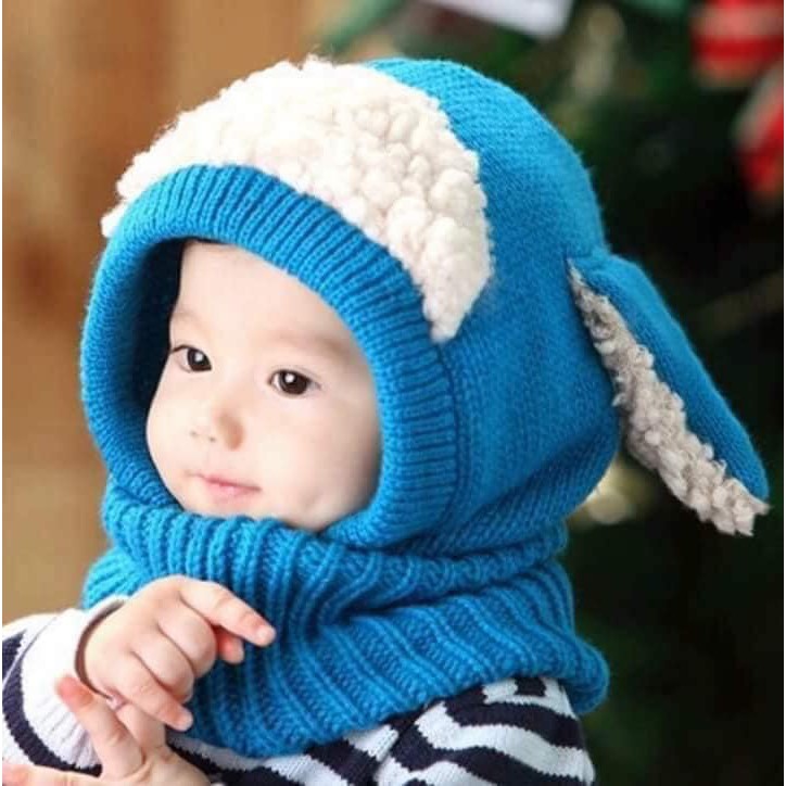 Mũ cừu liền khăn siêu ấm cho bé