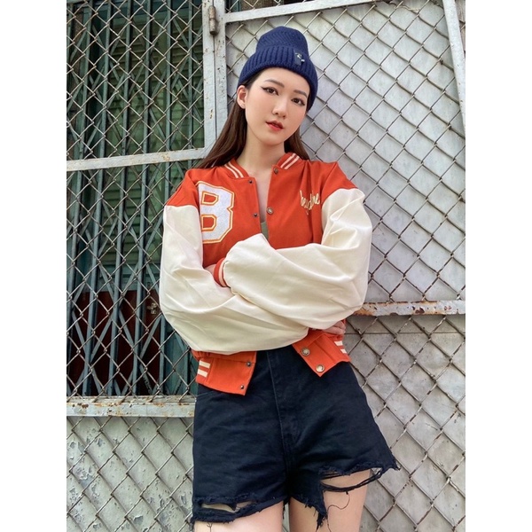 Áo khoác bóng chày form ngắn, chất da pha 2 lớp đẹp dành cho nữ MB- AN STORE