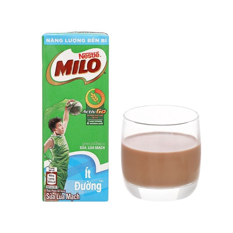 Sữa Milo Ít Ngọt 180ml (1ốc x 4hộp)
