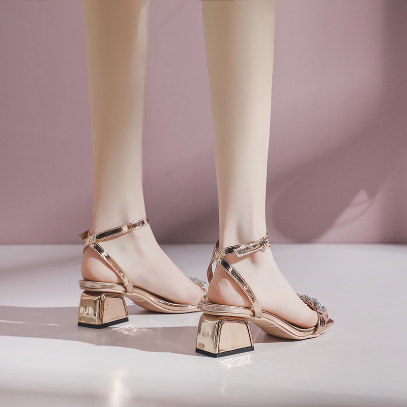 Giày Cao Gót Đính Đá Phong Cách Hàn Quốc Quyến Rũ Dành Cho Nữ