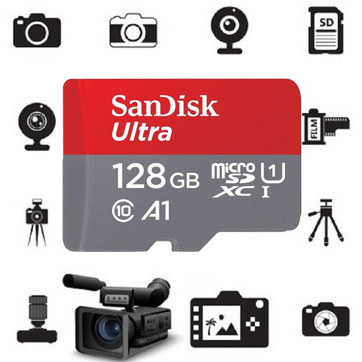 Thẻ nhớ  MicroSD SanDisk 128GB – SanDisk Ultra – Bảo hành 5 năm – CHÍNH HÃNG – Kèm Adapter
