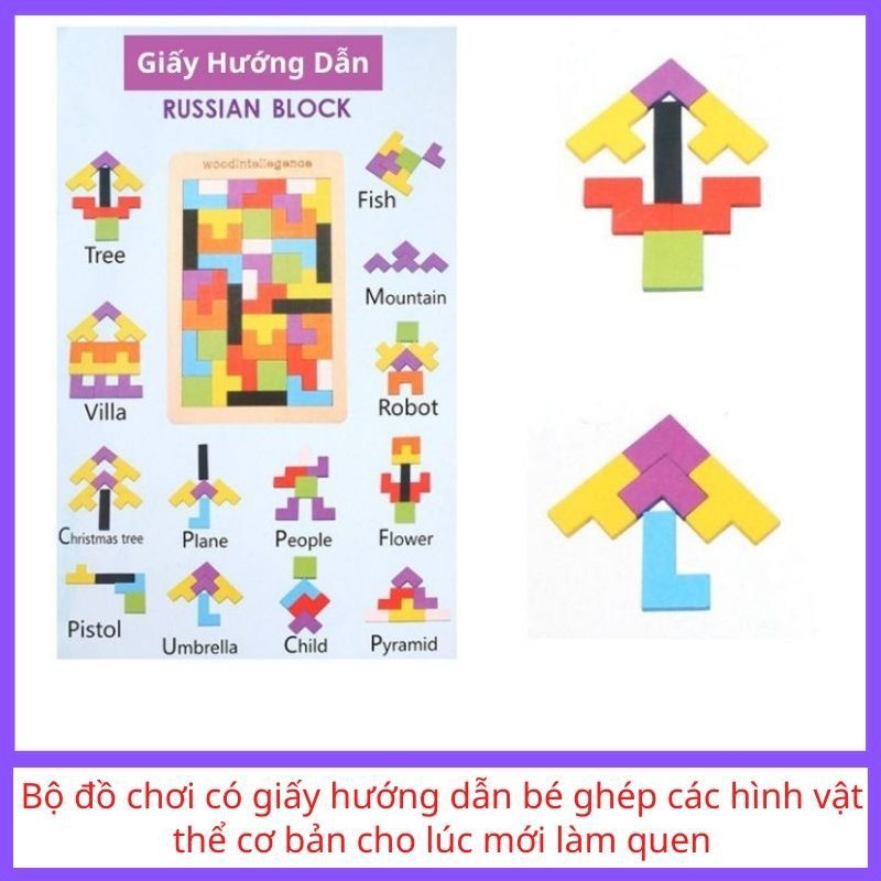Xếp hình gỗ Tetris Montesorri thông minh cho bé