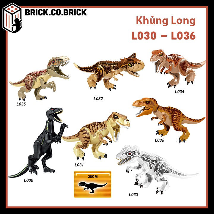 Đồ chơi lắp ráp sáng tạo Mô hình Khủng long Minifig và Non lego Moc Dinosaurs Jurassic Park-T Rex L03-L036