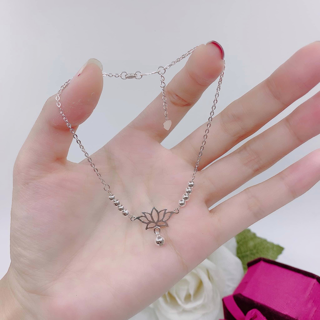 Lắc Tay Lắc Chân Bạc Ta Cho Nữ CaoBac Jewellery Hoạ Tiết Hoa Mix Bi Thanh Lịch Làm Quà Tặng