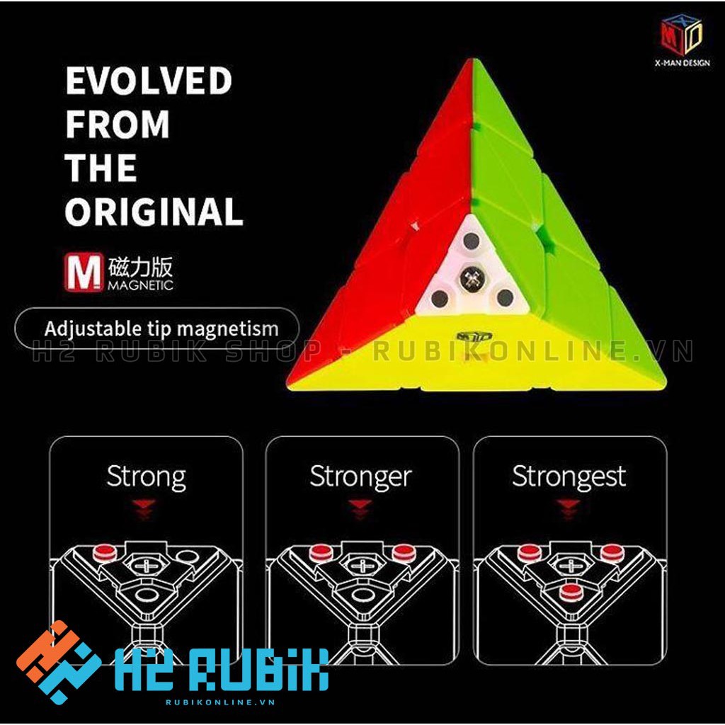 Rubik tam giác QiYi X-Man Bell Magnetic Pyraminx V2 - Rubik Pyraminx tam giác có nam châm cao cấp