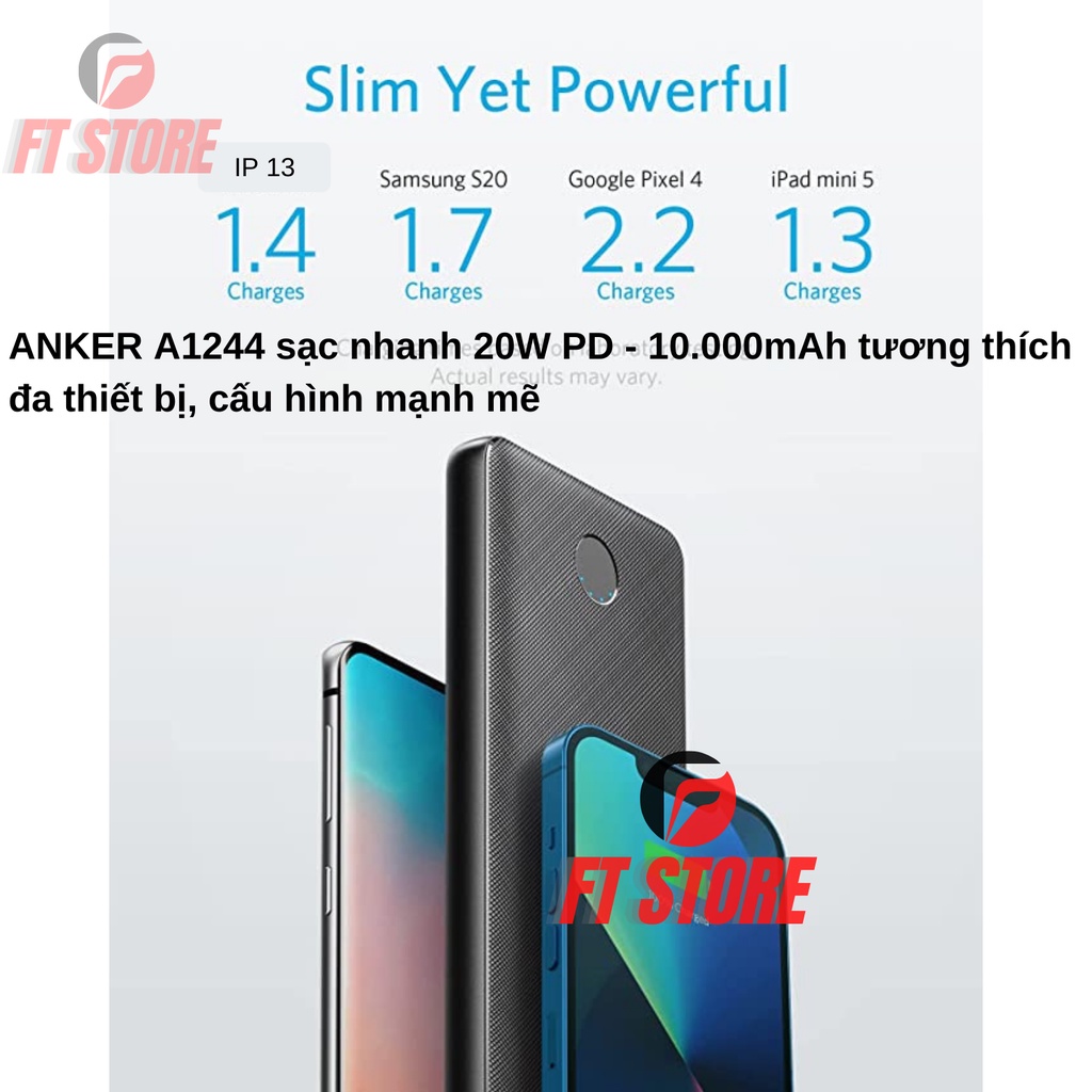 [GIAO HOẢ TỐC] Sạc Dự Phòng ANKER Sạc Nhanh PD 20W A1244 10000mAh dành cho điện thoại/tablet nhà táo BH12T