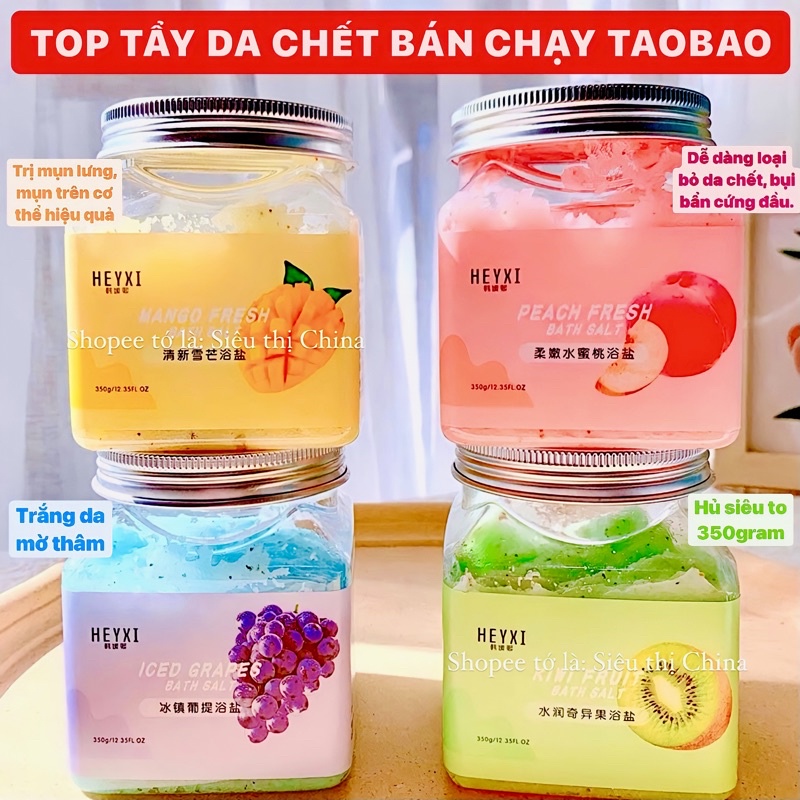 Tẩy Da Chết Trắng Da Body Trái Cây HEYXI CRUB BATH Loại Bỏ Bụi Bẩn Đánh Bay Mụn Thâm Toàn Thân Đào Xoài Kiwi Việt Quất