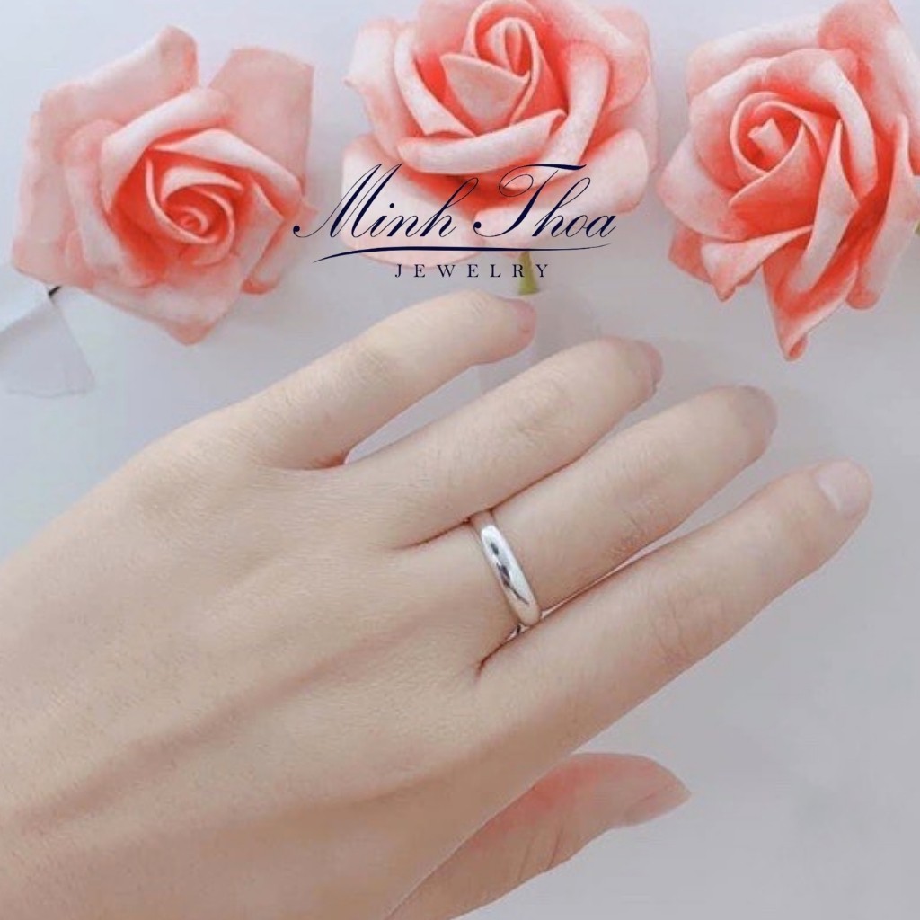 Nhẫn trơn nam nữ, nhẫn bạc nguyên chất dùng để đánh cảm tránh gió độc Minh Thoa JEWELRY