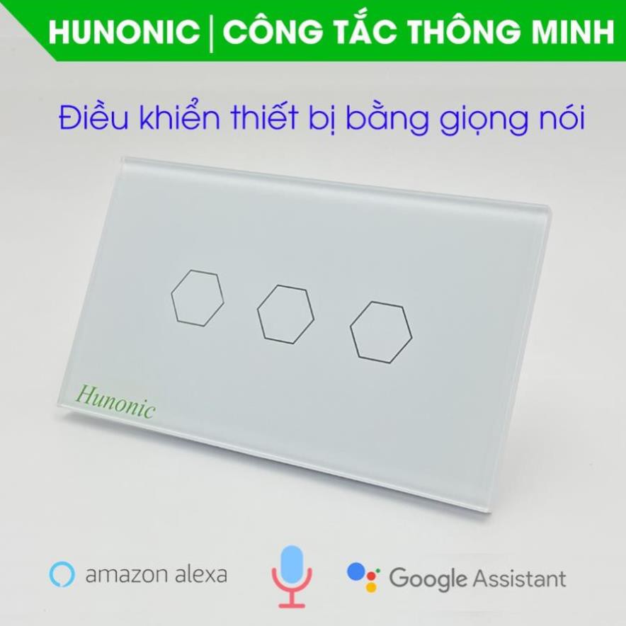 Công tắc cảm ứng Hunonic Datic 1 nút kết nối Wifi điều khiển mọi thiết bị từ xa qua điện thoại, 2 màu trắng và đen
