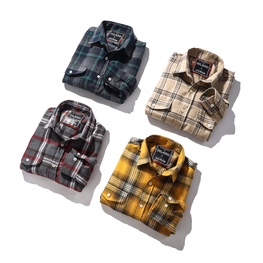 Áo sơ mi nam flannel cao cấp nhiều màu , Sơ mi kẻ caro DILANO SM04