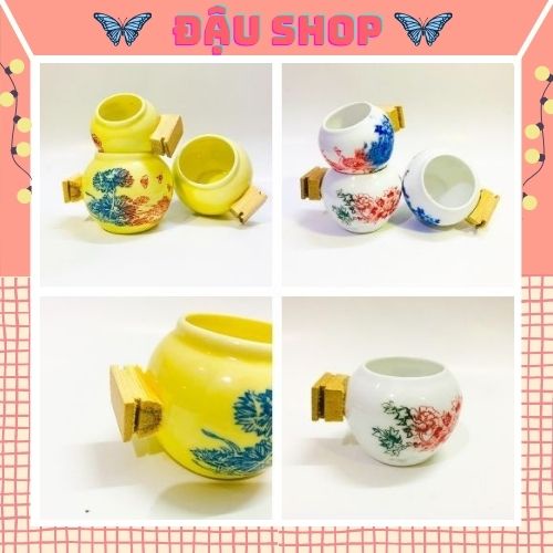Cóng chào mào chất liệu sứ cao cấp hoa văn họa tiết rất đẹp đủ bộ 3 món