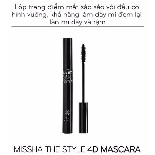 ( CHÍNH HÃNG ) Mascara Dày Mi, Dài Mi Missha Không Lem The Style 4D