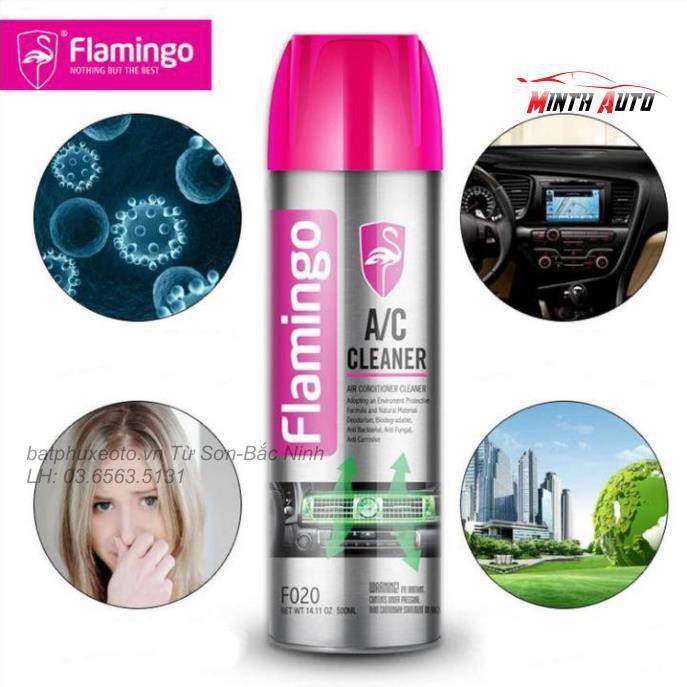 Bình Xịt Bọt Vệ Sinh Khử Mùi Hôi Điều Hòa Ô Tô Flamingo F020 500ml - Hãng Phân Phối Chính Thức