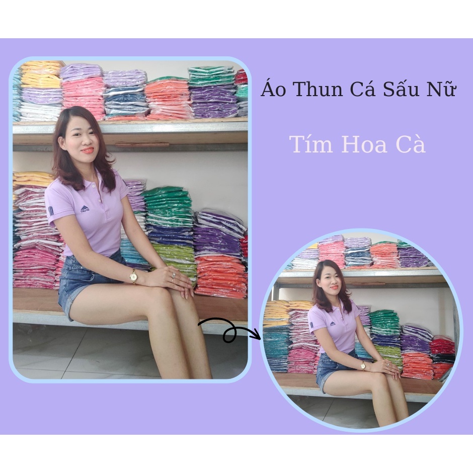 Áo Thun Cá Sấu Nữ Màu Tím Hoa Cà