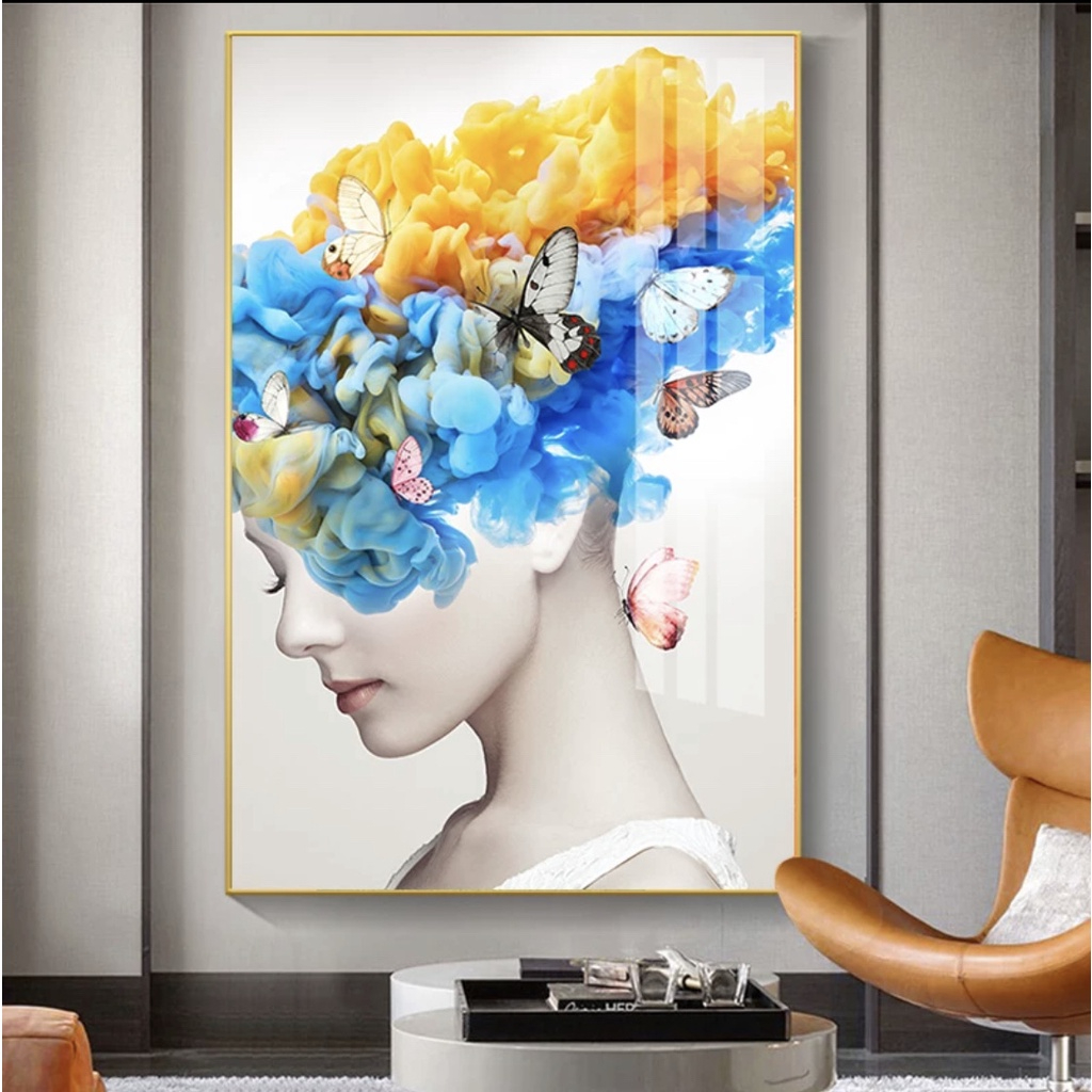 Tranh Cô Gái Treo Tương Phòng Khách/Ngủ/ Hành Lang Lối Đi/ Spa /Nal /Trang Trí Shop Quần Áo/ Tráng Gương Cao Cấp