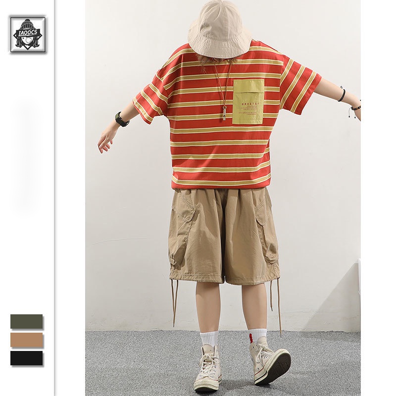 Quần Short Ống Rộng Có Túi Lớn Phong Cách Đường Phố Nhật Bản Thời Trang Mùa Hè Cho Nam Và Nữ