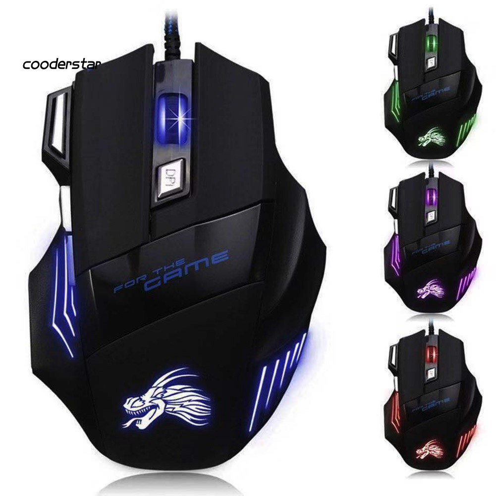 Chuột Quang Gaming 7 Nút 3200dpi Có Đèn Led Cho Pc