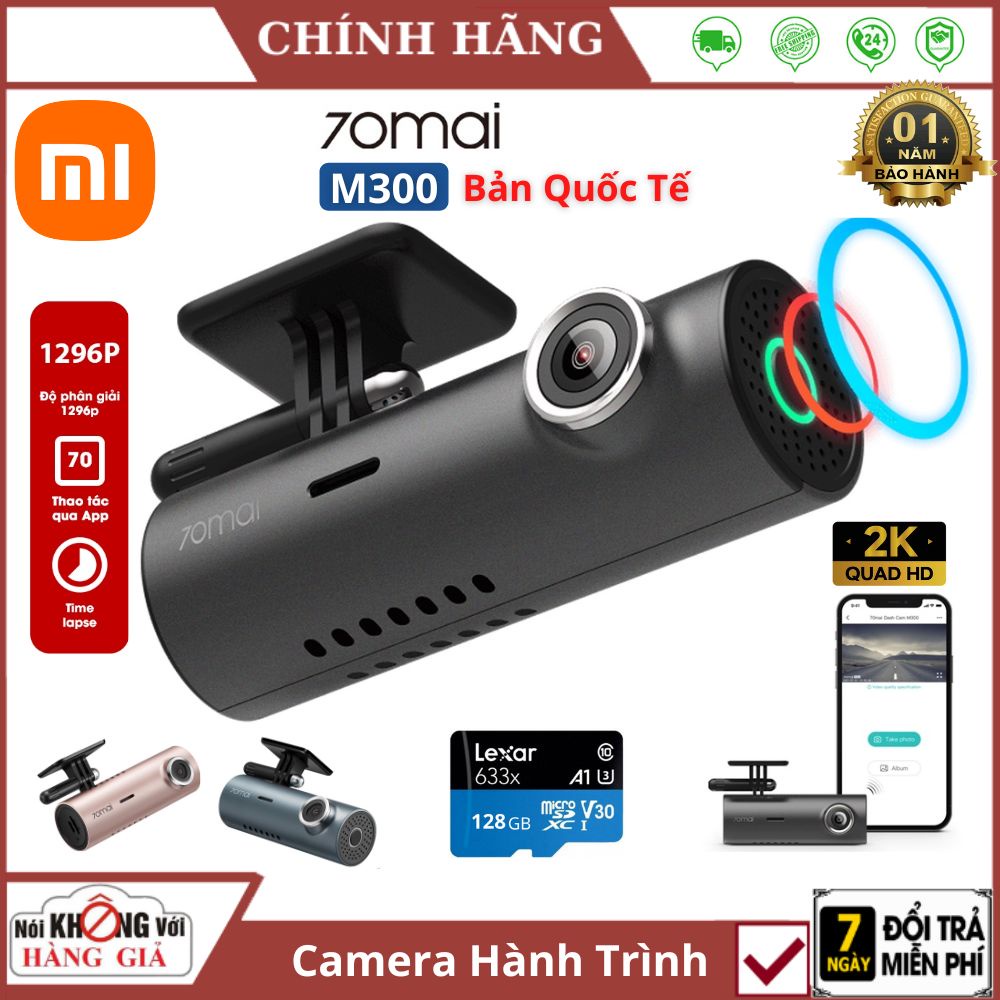 Camera hành trình Xiaomi 70mai M300 quốc tế , phân giải 2K,  cảm biến Sony, cảnh báo va chạm, lệch làn, quay đêm