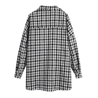 Sơmi Dạ Tweed Kẻ Caro