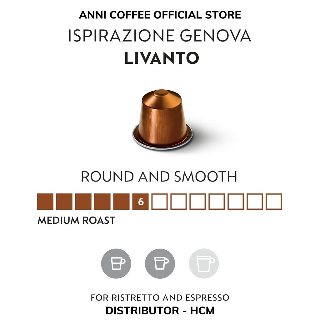 Cà Phê Viên Nén NESPRESSO Chính Hãng Dòng Livanto Độ Mạnh 06, New Date 2021, Hộp 10 Viên, NPP Anni Store