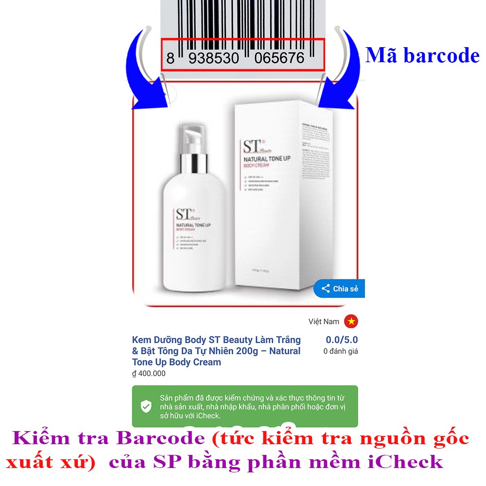 Kem dưỡng thể body ST Beauty trắng da và chống nắng nâng tone tự nhiên 200g Hàn Quốc