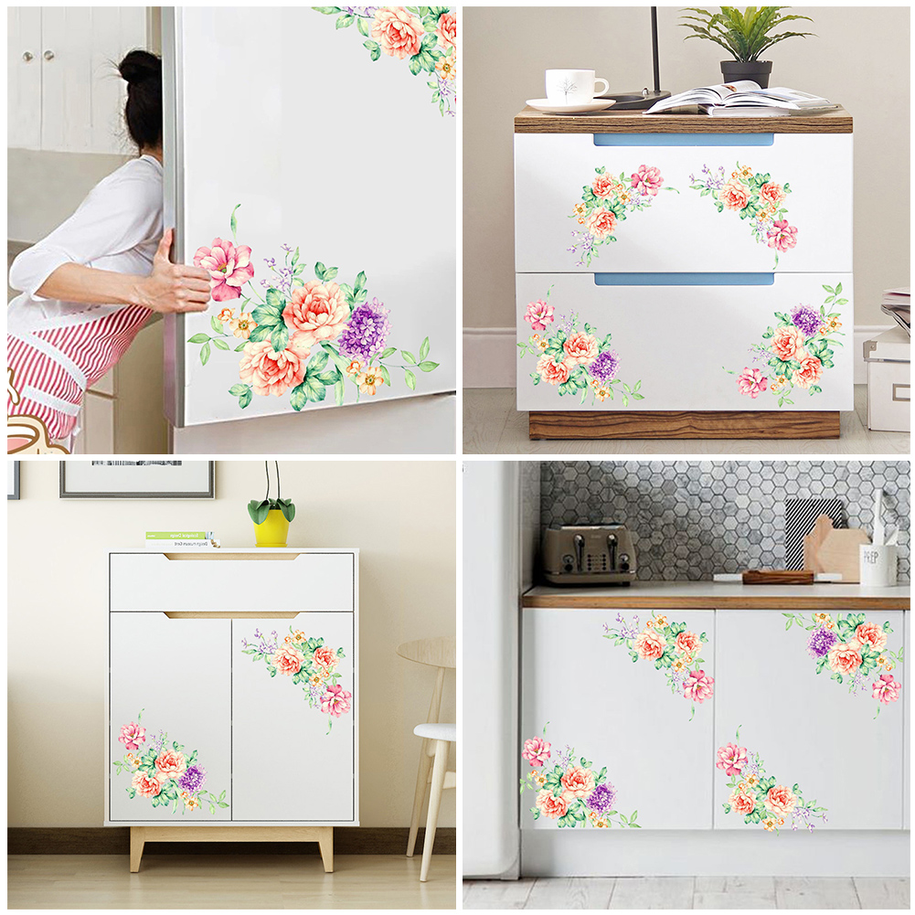 Sticker Dán Tường Trang Trí Hình Hoa Mẫu Đơn Chất Liệu Pvc Tháo Gỡ Được