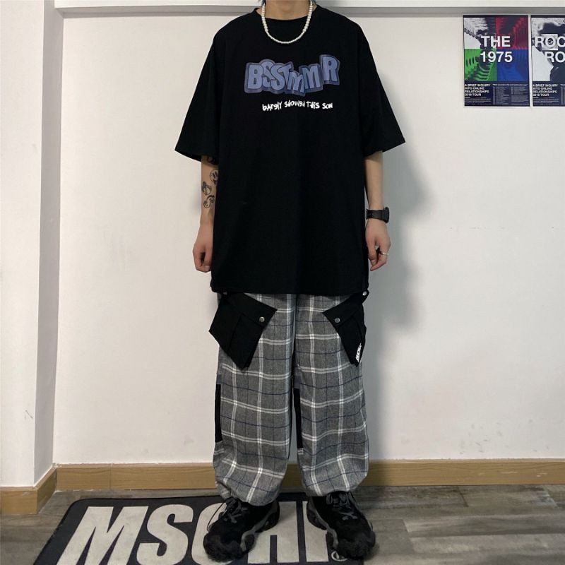 100% cotton áo thun tay lỡ cổ tròn form rộng unisex