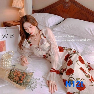 Đầm nhún ngực tay phồng dài-hàng thiết kế